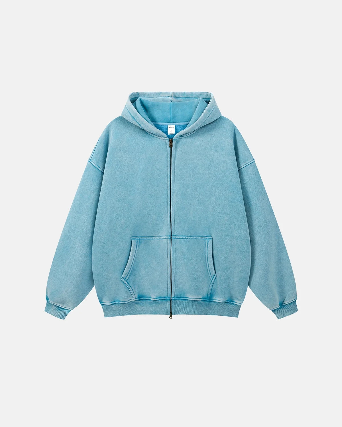 Sweat à capuche zippé délavé à finitions usées – vue 19