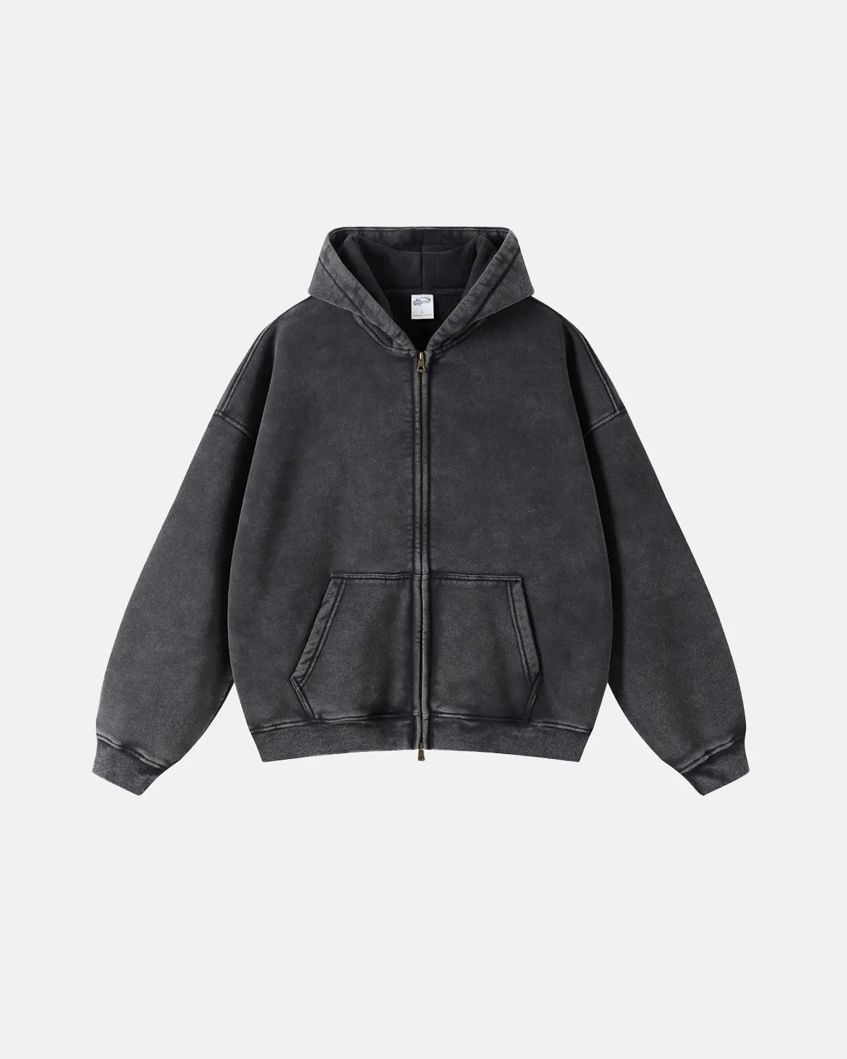 Sweat à capuche zippé délavé à finitions usées – vue 5