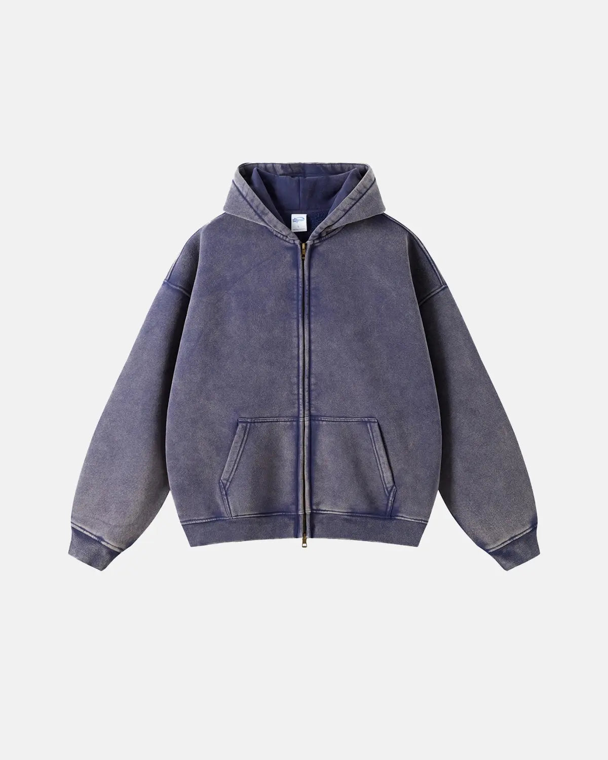 Sweat à capuche zippé délavé à finitions usées – vue 9