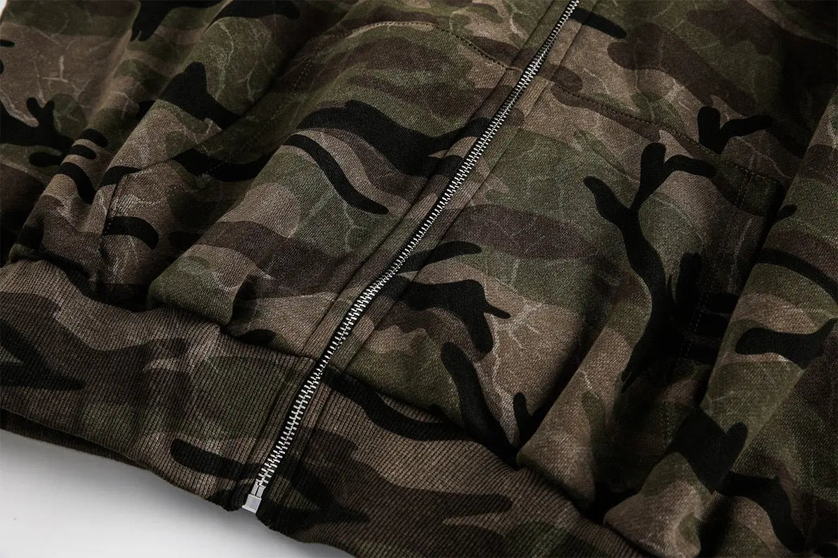 Veste camouflage zippée à col montant – vue 3